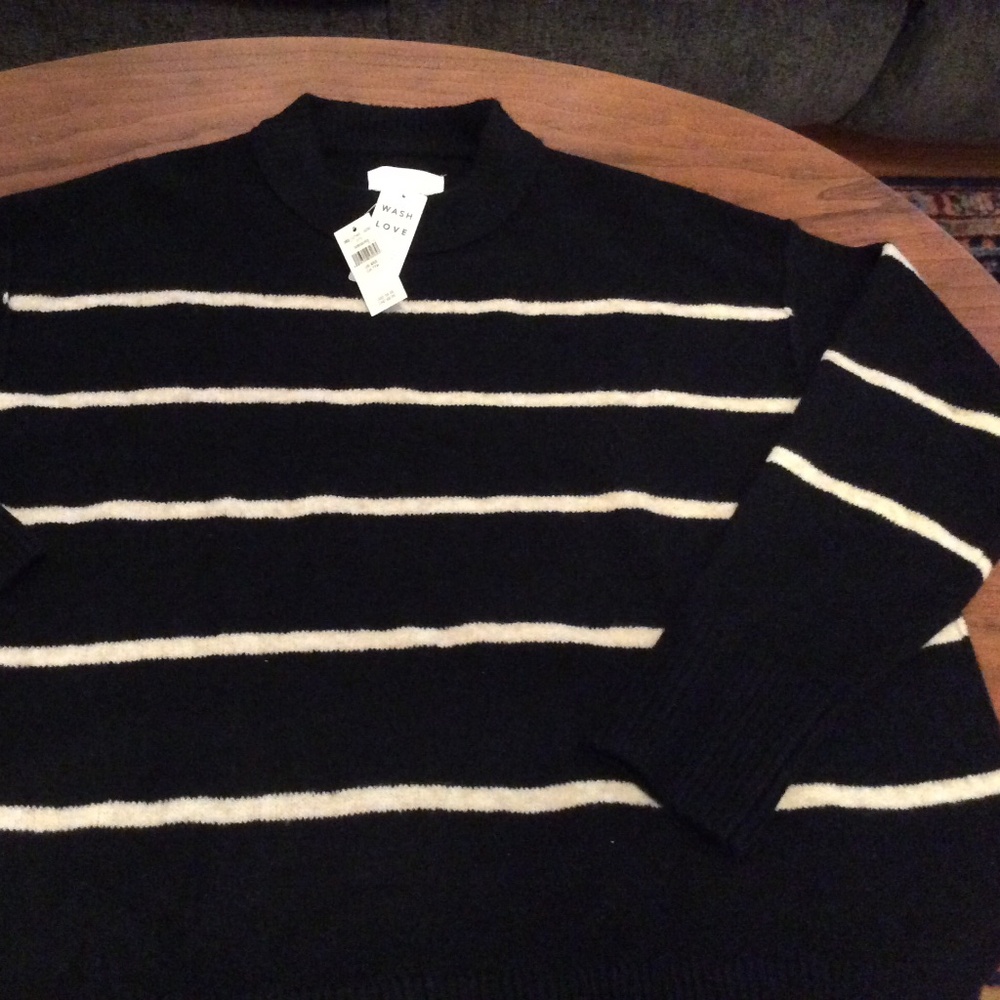 Aerie xxs sweater black and cream stripes